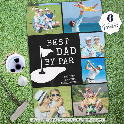BEST DAD BY PAR 6 Fotocollage gepersonaliseerd Golfhanddoek