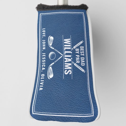 BEST DAD BY PAR Blue Leather Keepsake Golf Head Golfheadcover (Draai 90)
