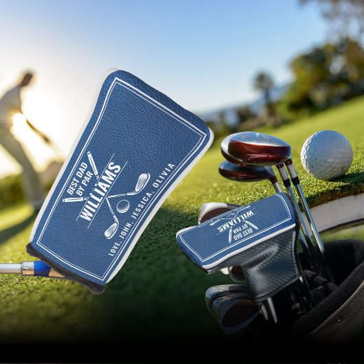 BEST DAD BY PAR Blue Leather Keepsake Golf Head Golfheadcover