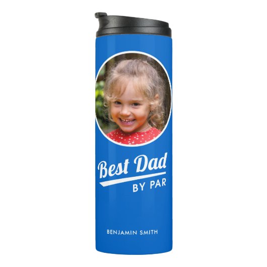 Best Dad By Par Custom Kind Foto Golfblauw Thermosbeker (Geroteerd rechts)