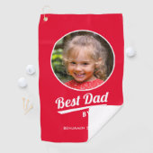 Best Dad By Par Custom Kind Fotonaam Rood Golfhanddoek (Insitu)