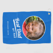 Best Dad By Par Custom Kind's Fotonaam Blauw Golfhanddoek (Horizontaal)