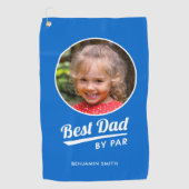 Best Dad By Par Custom Kind's Fotonaam Blauw Golfhanddoek (Voorkant)