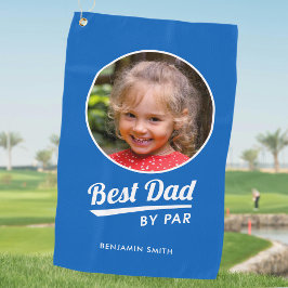 Best Dad By Par Custom Kind's Fotonaam Blauw Golfhanddoek
