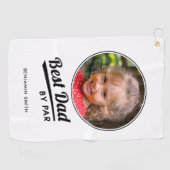 Best Dad By Par Custom Kind's Fotonaam Wit Golfhanddoek (Horizontaal)