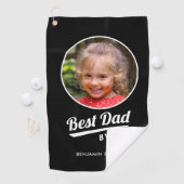 Best Dad By Par Custom Kind's Fotonaam Zwart Golfhanddoek (Insitu)