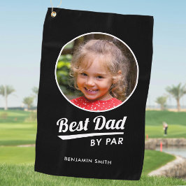 Best Dad By Par Custom Kind's Fotonaam Zwart Golfhanddoek