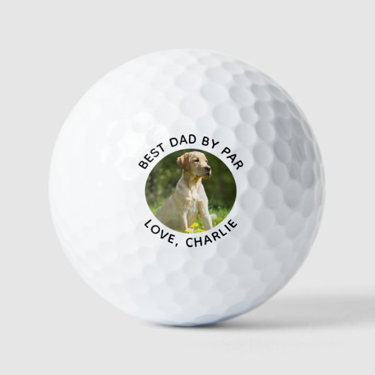 Best Dad By Par Custom Photo Text Golfballen (Voorkant)