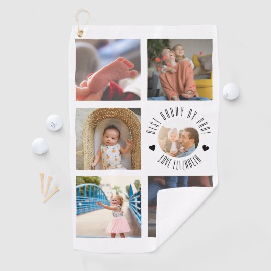 BEST dad BY PAR Foto Gepersonaliseerde vaderdag Golfhanddoek (Insitu)