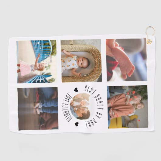 BEST dad BY PAR Foto Gepersonaliseerde vaderdag Golfhanddoek (Horizontaal)