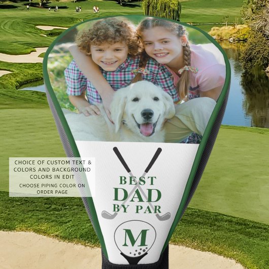 BEST DAD BY PAR Foto Monogram Groen Golfheadcover
