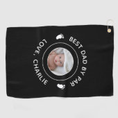 Best Dad By Par Foto Nieuwe Vader Eerste Vaderdag Golfhanddoek (Horizontaal)