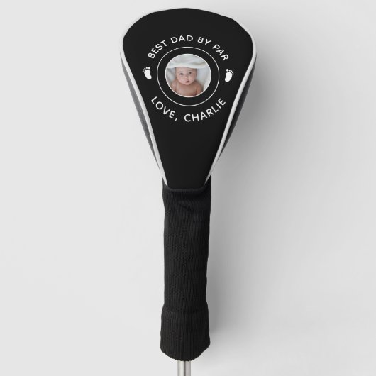 Best Dad By Par Foto Nieuwe Vader Eerste Vaderdag Golfheadcover (Voorkant)
