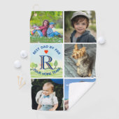 Best Dad By Par Fotocollage Custom Monogram Golfhanddoek (Insitu)