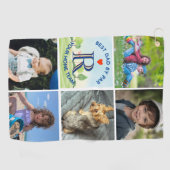 Best Dad By Par Fotocollage Custom Monogram Golfhanddoek (Horizontaal)