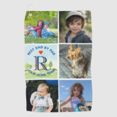 Best Dad By Par Fotocollage Custom Monogram Golfhanddoek (Voorkant)