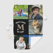 Best Dad By Par Fotocollage Custom Monogram Golfhanddoek (Insitu)