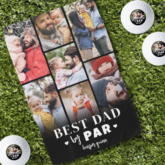 Best Dad By Par Fotocollage Vaderdag Golfhanddoek