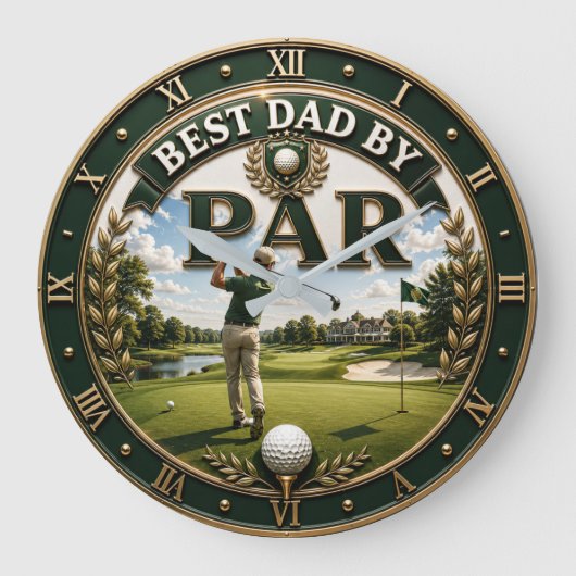 Best Dad by Par Funny Golf Gift for Dad  Grote Klok (Voorkant)
