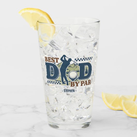Best Dad By Par – Golf Dad Silhouette Design Glas (Voorkant ijs)