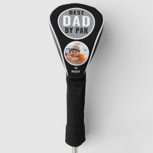 Best Dad By Par Golf Gift Custom Name Foto Zwart Golfheadcover