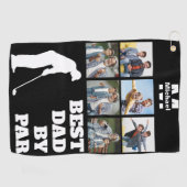 Best Dad By Par Golf met aangepaste 6 foto's Golfhanddoek (Horizontaal)