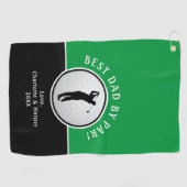 Best Dad By Par Golfer Mannelijk Zwart Groen Custo Golfhanddoek (Horizontaal)