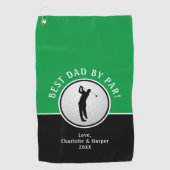 Best Dad By Par Golfer Mannelijk Zwart Groen Custo Golfhanddoek (Voorkant)