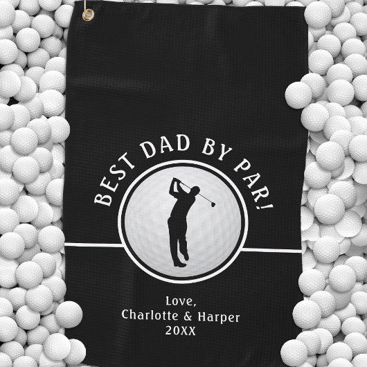 Best Dad By Par Golfer Mannelijk Zwart & Wit Custo Golfhanddoek