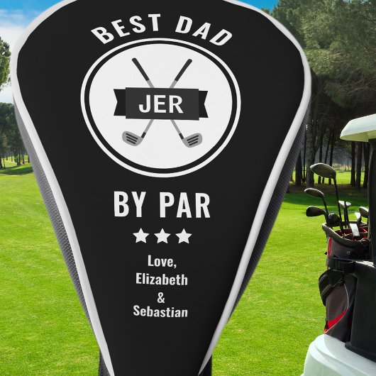 Best Dad By Par Golfer Pun Golf Lover Modern Zwart Golfheadcover