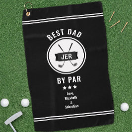 Best Dad By Par Moderne Golfer Golf Lover Zwart Pr Golfhanddoek