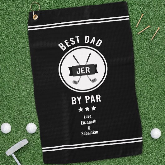 Best Dad By Par Moderne Golfer Golf Lover Zwart Pr Golfhanddoek