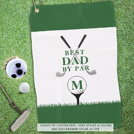 BEST DAD BY PAR Photo Monogram Groen Wit Golfhanddoek