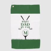 BEST DAD BY PAR Photo Monogram Groen Wit Golfhanddoek (Voorkant)
