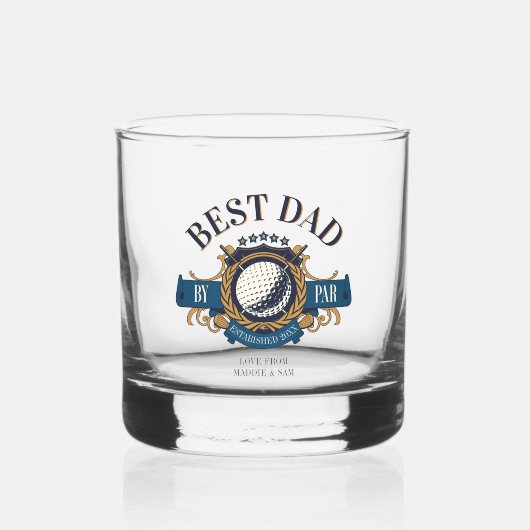 Best Dad By Par Seal Elegant Custom Whisky Glas (Voorkant)
