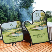 Best Dad by Par Waterverf Golfbaan Initiaal Ovenwant & Pannenlap Set
