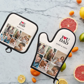 "Best Dad by the Oven" - Foto Custom Kitchen Mitt Ovenwant & Pannenlap Set