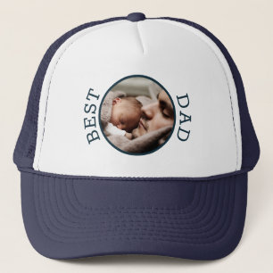Best Dad Circle Custom Photo New Dad Gift Trucker Pet