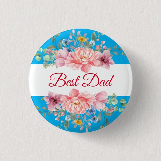 Best Dad citeerde floral Ronde Button 3,2 Cm (Voorkant)