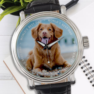 Best Dad Custom Dog Photo Horloge