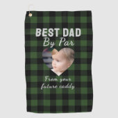 Best Dad Custom Kids Photo Green Buffalo Plaid Golfhanddoek (Voorkant)