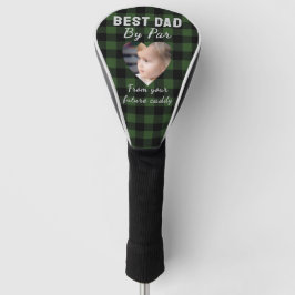 Best Dad Custom Kids Photo Green Buffalo Plaid Golfheadcover