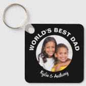 Best Dad Custom Photo and Names Black Sleutelhanger (Voorkant)
