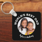 Best Dad Custom Photo and Names Black Sleutelhanger (Voorkant)