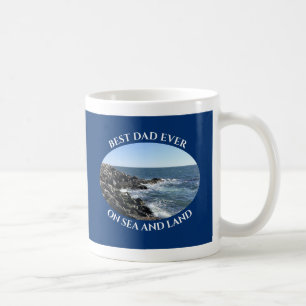 Best Dad Cute Atlantic Ocean Wavy Zee Navy Blue Koffiemok
