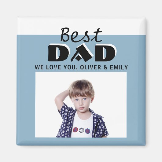 Best Dad Dusty Blue Photo Vader Day Magnet (Voorkant)