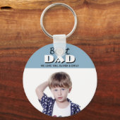 Best Dad Dusty Blue Photo Vader's Day Sleutelhange Sleutelhanger (Voorkant)