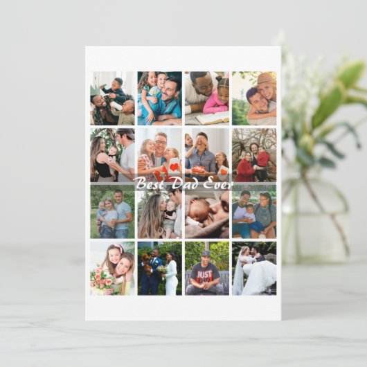 Best Dad Ever 16 Photo Collage Personalized Father (Staand voorkant)