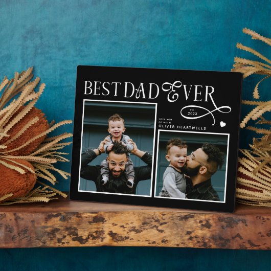  Best Dad Ever 2 Photos Heart Fathers Day Gifts Fotoplaat (Zijkant)