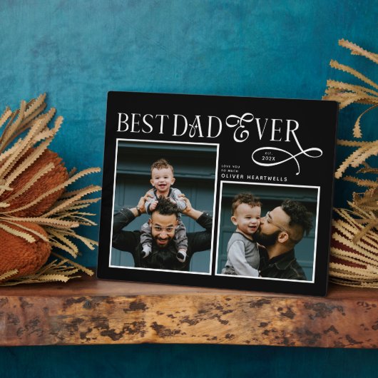  Best Dad Ever 2 Photos Modern Fathers Day Gifts Fotoplaat (Zijkant)